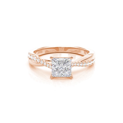 Prong Round Side Stone Moissanite Engagement Ring