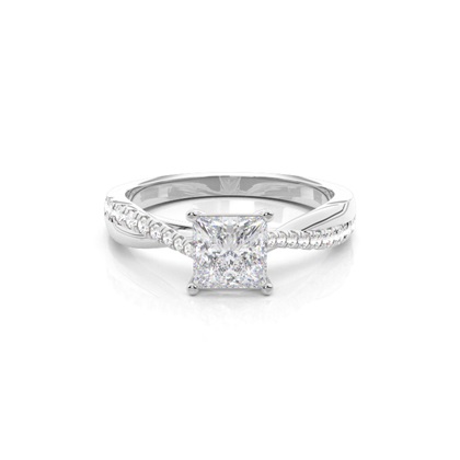 Prong Round Side Stone Moissanite Engagement Ring