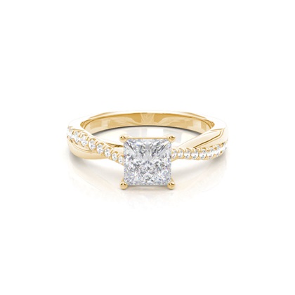 Prong Round Side Stone Moissanite Engagement Ring