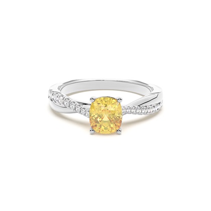 Yellow Diamond Side Stone Engagement Ring