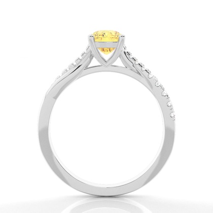 Verlobungsring mit gelbem Diamant und seitlichem Stein