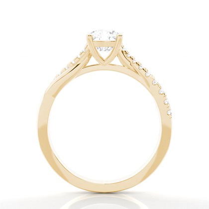 Prong Round Side Stone Moissanit Verlobungsring