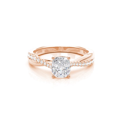 Prong Round Side Stone Moissanite Engagement Ring