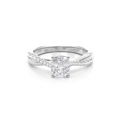 Prong Round Side Stone Moissanite Engagement Ring