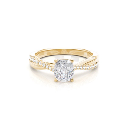 Prong Round Side Stone Moissanite Engagement Ring