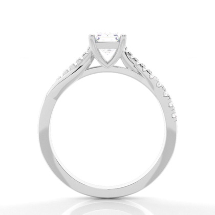 Prong Round Side Stone Moissanit Verlobungsring