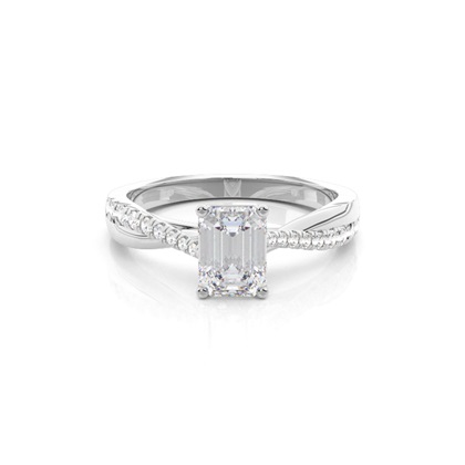 Prong Round Side Stone Moissanite Engagement Ring