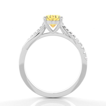 Verlobungsring mit gelbem Diamant und seitlichem Stein