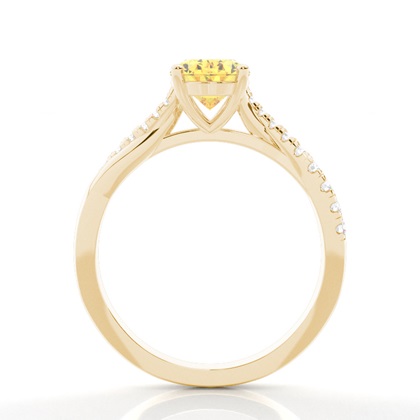 Verlobungsring mit gelbem Diamant und seitlichem Stein