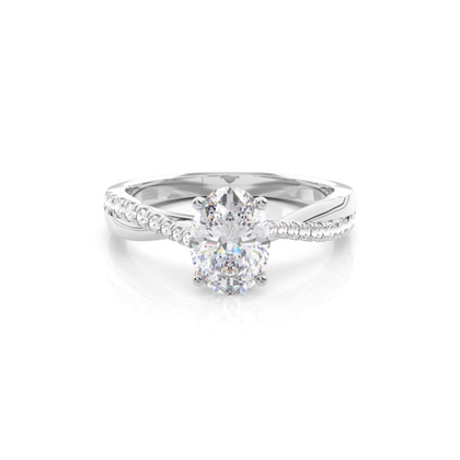 Prong Round Side Stone Moissanite Engagement Ring