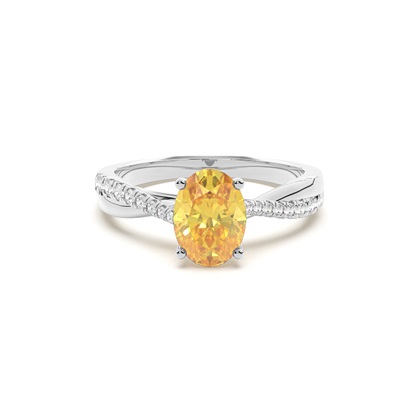 Yellow Diamond Side Stone Engagement Ring