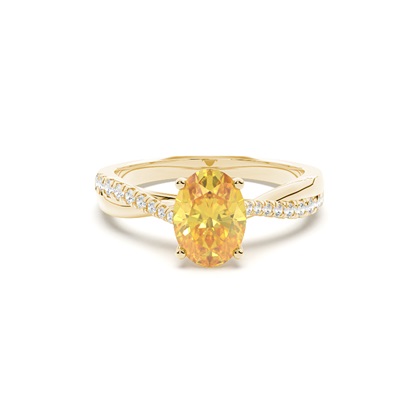 Yellow Diamond Side Stone Engagement Ring