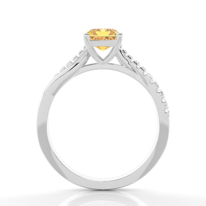 Verlobungsring mit gelbem Diamant und seitlichem Stein