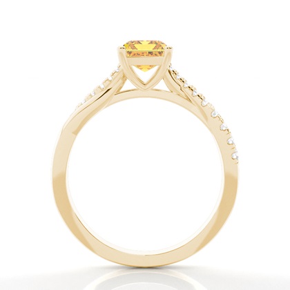 Verlobungsring mit gelbem Diamant und seitlichem Stein