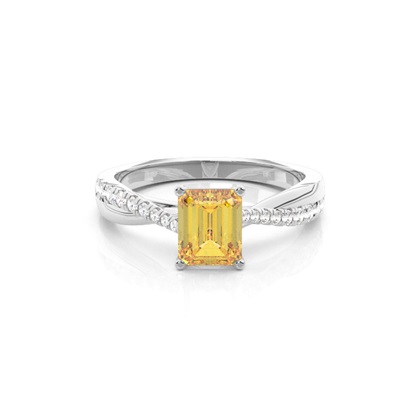 Radiant Silver Side Stone Diamond Rings