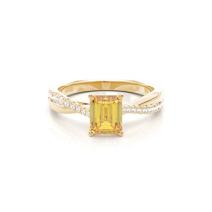Yellow Diamond Side Stone Engagement Ring
