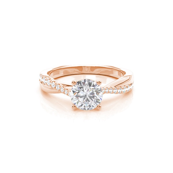 Prong Round Side Stone Moissanite Engagement Ring