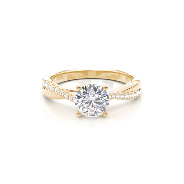 Prong Set Round Side Stone Diamond Engagement Ring