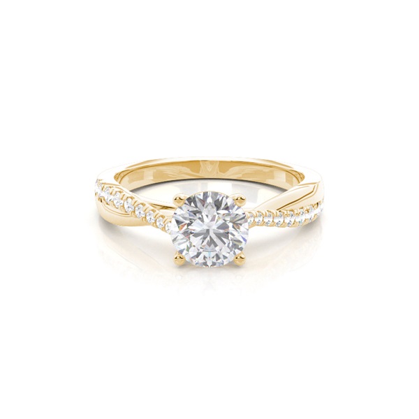 Prong Round Side Stone Moissanite Engagement Ring