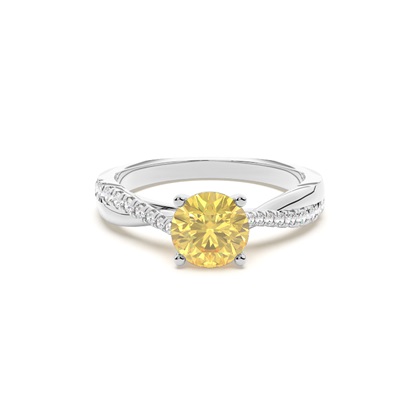 Yellow Diamond Side Stone Engagement Ring