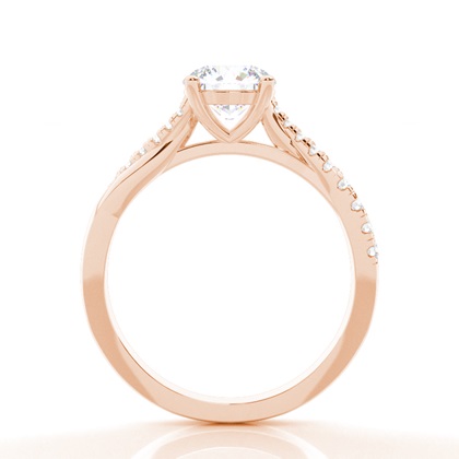 Prong Round Side Stone Moissanit Verlobungsring