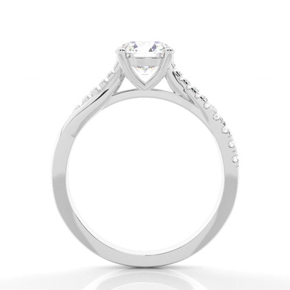 Prong Set Round Side Stone Diamond Engagement Ring