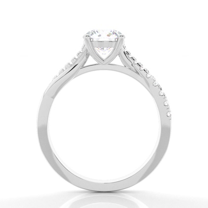 Prong Round Side Stone Moissanit Verlobungsring