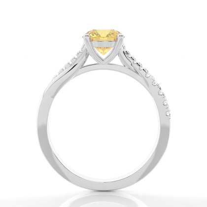 Yellow Diamond Side Stone Engagement Ring