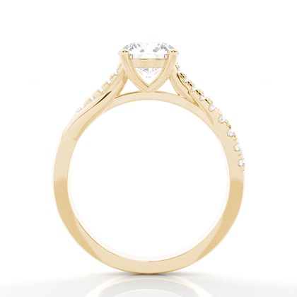 Prong Round Side Stone Moissanit Verlobungsring