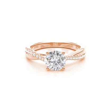Prong Round Side Stone Moissanite Engagement Ring