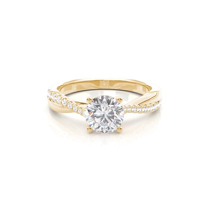 Prong Round Side Stone Moissanite Engagement Ring