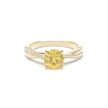 Yellow Diamond Side Stone Engagement Ring