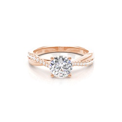Prong Set Round Side Stone Diamond Engagement Ring