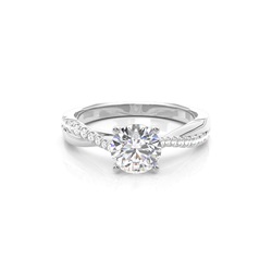 Prong Set Round Side Stone Diamond Engagement Ring