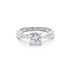 Prong Round Side Stone Moissanite Engagement Ring