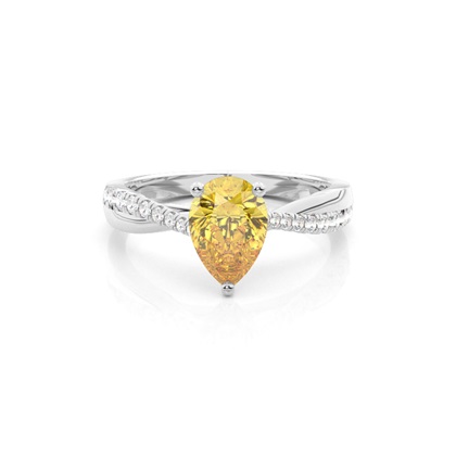 Yellow Diamond Side Stone Engagement Ring