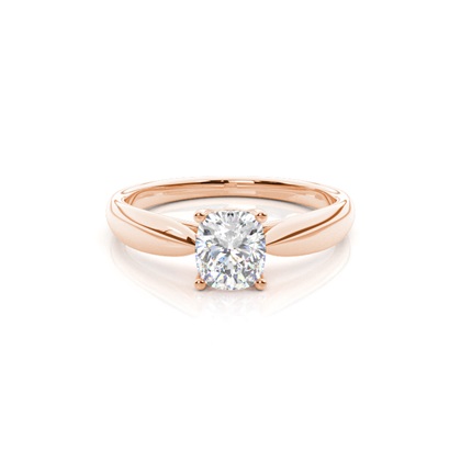 Cushion Rose Gold Solitaire Diamond Engagement Rings