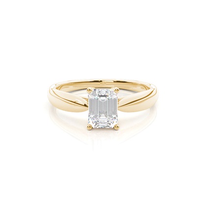 Emerald Yellow Gold Solitaire Diamond Engagement Rings