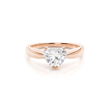 Heart Rose Gold Solitaire Diamond Engagement Rings