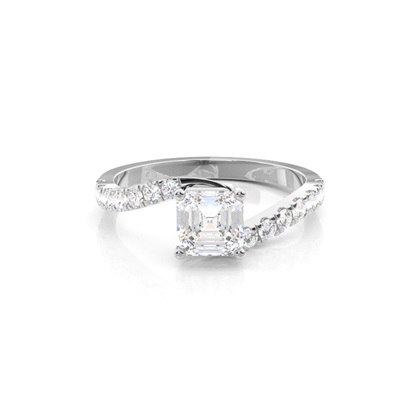 Asscher Side Stone Diamond Rings