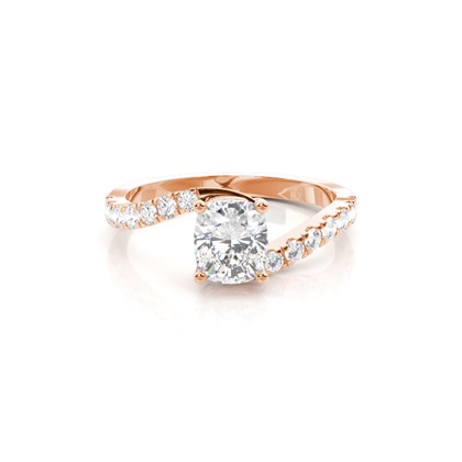Cushion Rose Gold Side Stone Diamond Rings