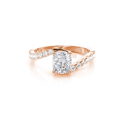 Prong Round Side Stone Moissanite Engagement Ring