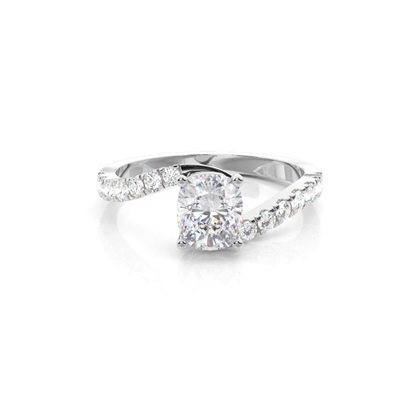 Prong Round Side Stone Moissanite Engagement Ring