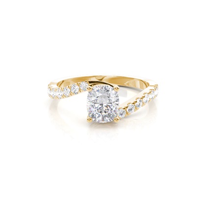 Prong Round Side Stone Moissanite Engagement Ring