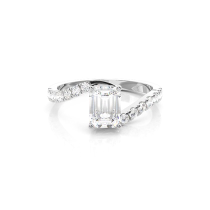 Emerald Twisted Diamond Engagement Rings