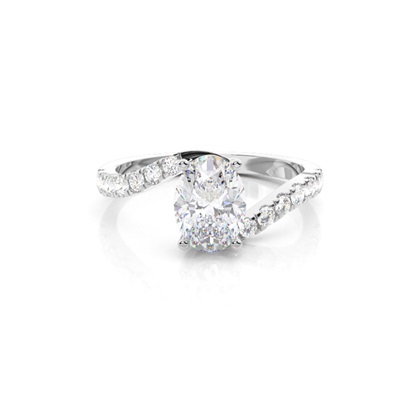 Prong Round Side Stone Moissanite Engagement Ring