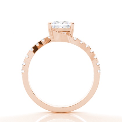 Prong Round Side Stone Moissanit Verlobungsring