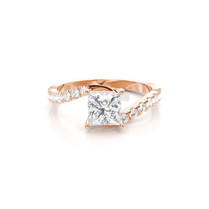 Prong Set Round Side Stone Diamond Engagement Ring