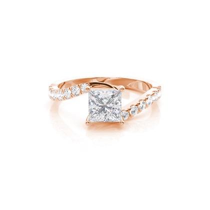 Prong Round Side Stone Moissanite Engagement Ring
