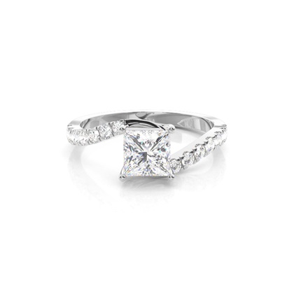 Princess Twisted Diamond Engagement Rings